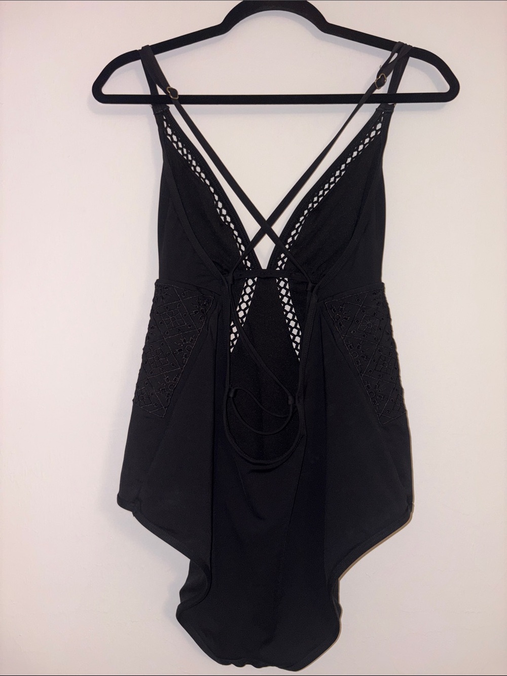 Black One-Piece Swimsuit with Lace Trim Size XXL - Picture 7 of 8